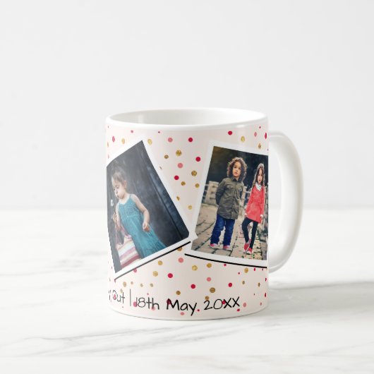 Aangepaste aangepaste tekst met 3 foto-inkuilroze koffiemok (Voorkant rechts)