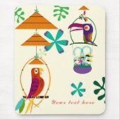 Aangepaste aangepaste Tiki Birds  Retro Art Muismat (Voorkant)