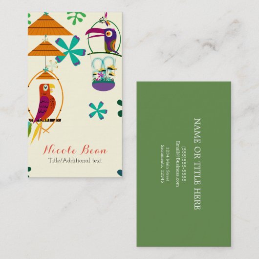 Aangepaste aangepaste Tiki Birds Retro Art Visitekaartje (Voorkant / Achterkant)