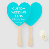 Aangepaste, aangepaste TURQUOISE HEART WEDDING FAN Handwaaier (Voorkant en achterkant)