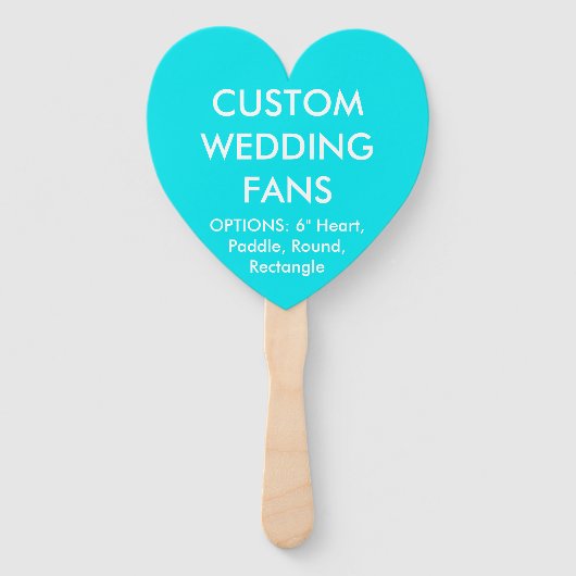 Aangepaste, aangepaste TURQUOISE HEART WEDDING FAN Handwaaier (Voorkant)