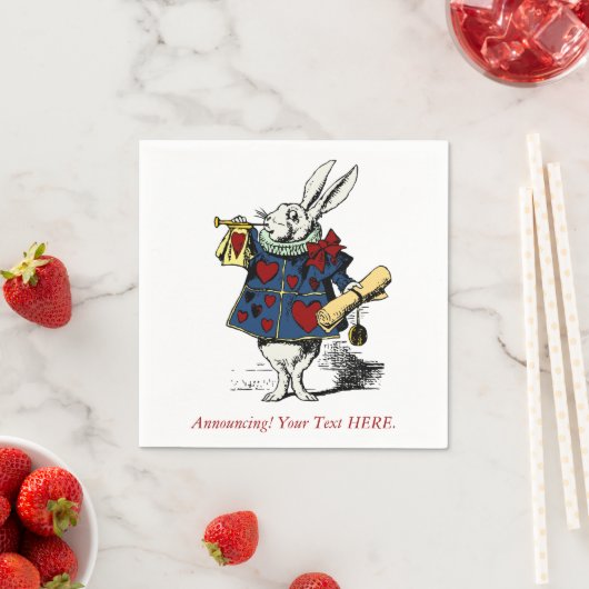 Aangepaste Aankondiging Alice in Wonderland Konijn Servetten (Insitu)