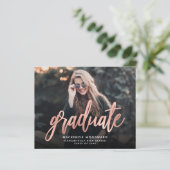 Aangepaste aankondiging Roos Gold Script Afstudeer (Staand voorkant)