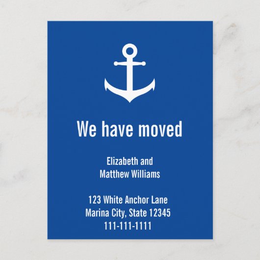 Aangepaste aankondiging voor Nautical Blue en Whit Briefkaart (Voorkant)