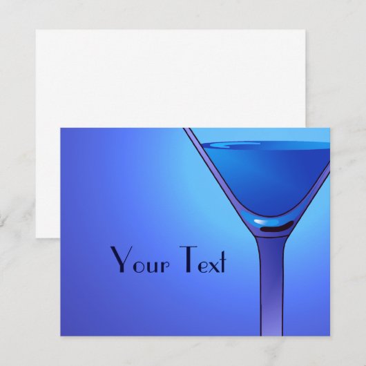 Aangepaste aankondigingen van blauwe Martini Cockt (Voorkant / Achterkant)