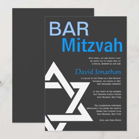 Aangepaste aankondigingen van de moderne Bar Mitzv (Voorkant / Achterkant)