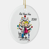 Aangepaste aanstaande paar met peuter jongen en ho keramisch ornament (Rechts)