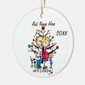 Aangepaste aanstaande paar met peuter jongen en ho keramisch ornament (Links)