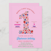 Aangepaste Aardbei 1e Verjaardag Party Berry First Kaart (Voorkant / Achterkant)