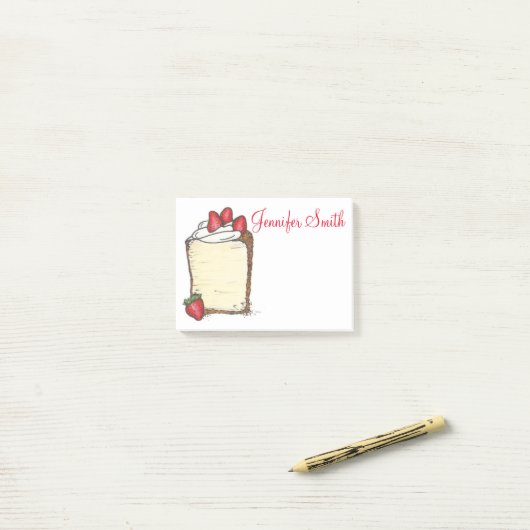 Aangepaste aardbei Angel Food Cake Post its Post-it® Notes (Op bureau)