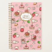 Aangepaste Aardbei Beer en Desserts Roze Kawaii Planner (Voorkant)