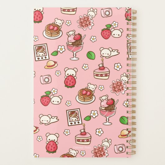 Aangepaste Aardbei Beer en Desserts Roze Kawaii Planner (Achterkant)