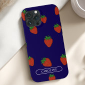 Aangepaste aardbei blauw iPhone hoesje