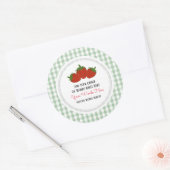 Aangepaste aardbei en geruit ronde sticker (Envelop)
