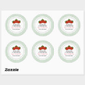 Aangepaste aardbei en geruit ronde sticker (Vel)
