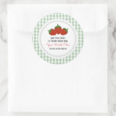 Aangepaste aardbei en geruit ronde sticker (Tas)