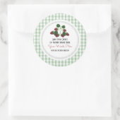 Aangepaste aardbei en geruite klassieke ronde stic ronde sticker (Tas)