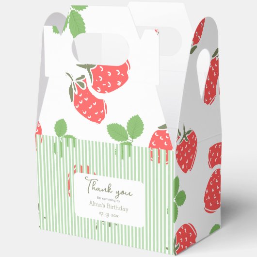 Aangepaste  aardbei en strepen Groen RE Bedankdoosjes (Open)
