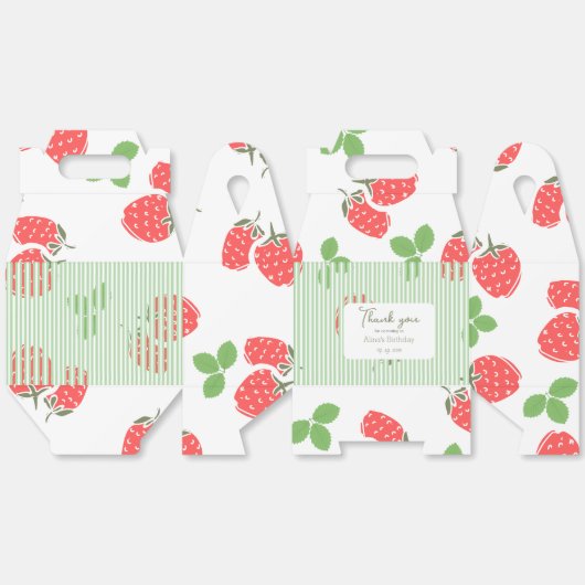 Aangepaste  aardbei en strepen Groen RE Bedankdoosjes (Ongevouwen)