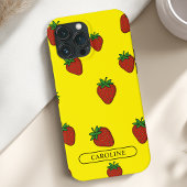 Aangepaste aardbei geel iPhone hoesje