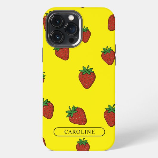 Aangepaste aardbei geel iPhone hoesje (Achterkant)