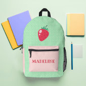 Aangepaste Aardbei Groene Polka Dot Meisjes Bedrukte Rugzak