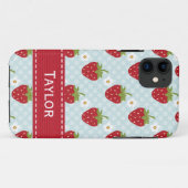 Aangepaste aardbei i iPhone 5 Hoesje blauw (Achterkant (horizontaal))