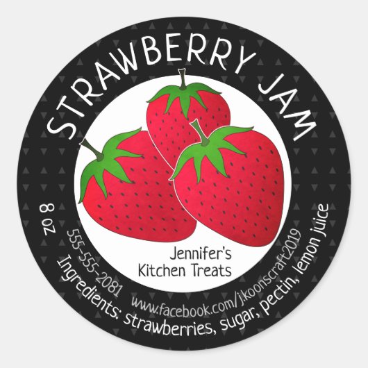 Aangepaste aardbei Jam Jelly Jars Ronde Sticker (Voorkant)
