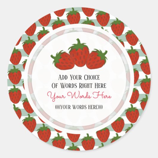 Aangepaste aardbei Klassic Round Sticker (Voorkant)