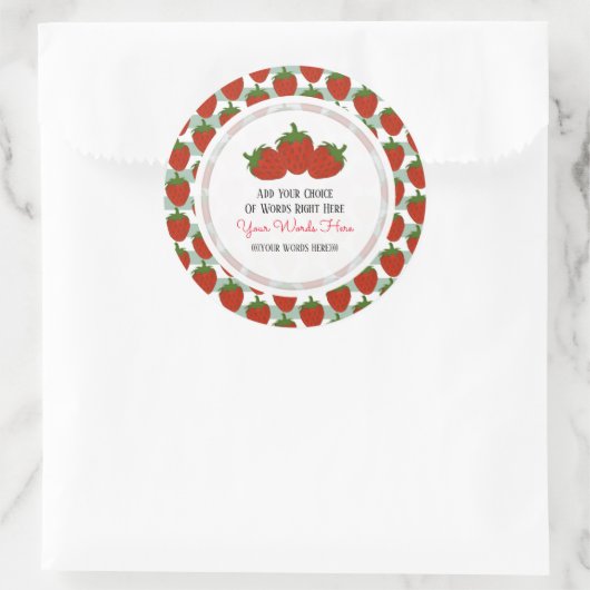 Aangepaste aardbei klassieke ronde sticker (Tas)