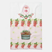 Aangepaste Aardbei Monogrammed – Gepersonaliseerd Theedoek (Verticaal)