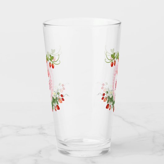 Aangepaste Aardbei Monogrammed Glas (Links)