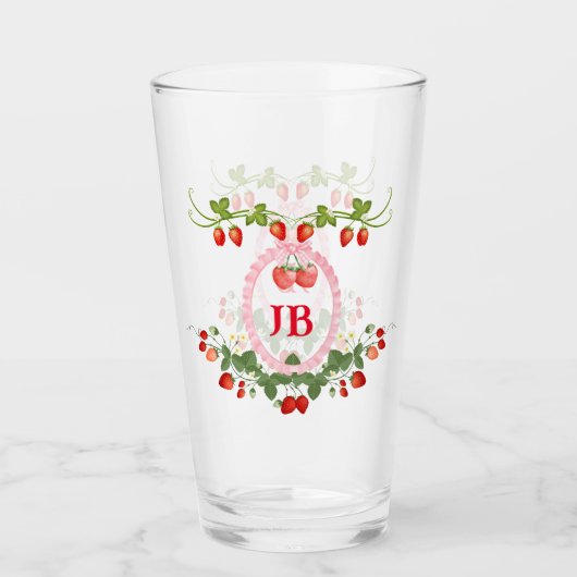 Aangepaste Aardbei Monogrammed Glas (Voorkant)