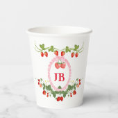 Aangepaste Aardbei Monogrammed Papieren Bekers (Achterkant)