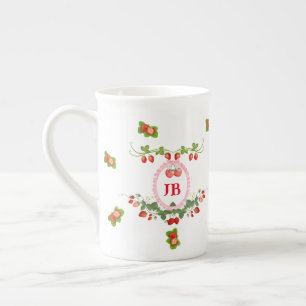 Aangepaste Aardbei Monogrammed Porselein Kop
