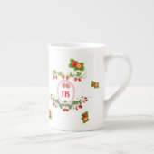 Aangepaste Aardbei Monogrammed Porselein Kop (Rechts)