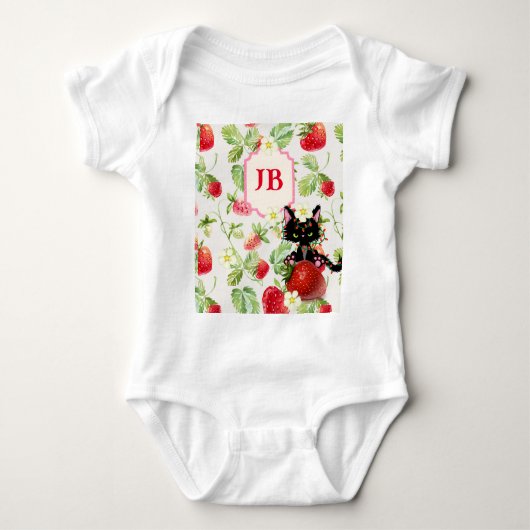 Aangepaste Aardbei Monogrammed Romper (Voorkant)