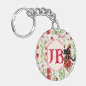 Aangepaste Aardbei Monogrammed Sleutelhanger (Voorkant Links)