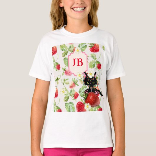 Aangepaste Aardbei Monogrammed T-shirt (Voorkant)