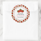 Aangepaste aardbei ronde sticker (Tas)