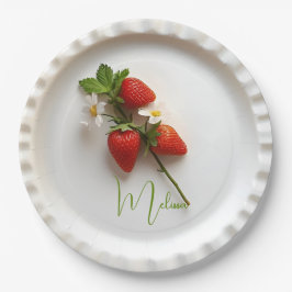 Aangepaste aardbei tak bloem blad naam papieren bordje