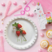 Aangepaste aardbei tak bloem bladwijze naam papieren bordje (Feest)