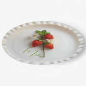 Aangepaste aardbei tak bloem bladwijze naam papieren bordje (Gekanteld)