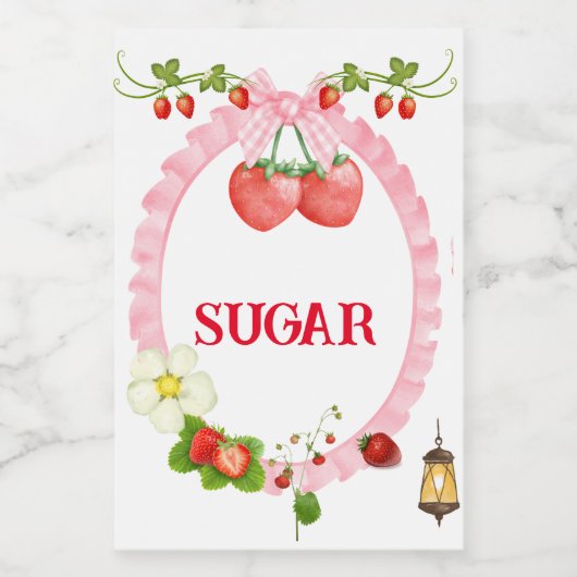 Aangepaste aardbei voedselcontainer etiket (Enkel label)