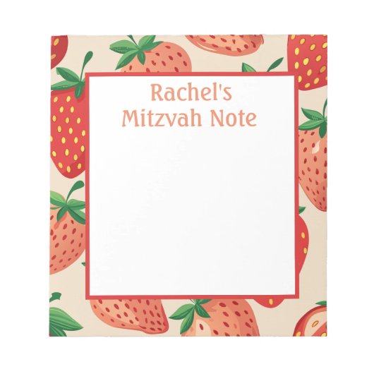 Aangepaste Aardbeien Meisje Mitswa Notes Notitiebl Notitieblok (Voorkant)