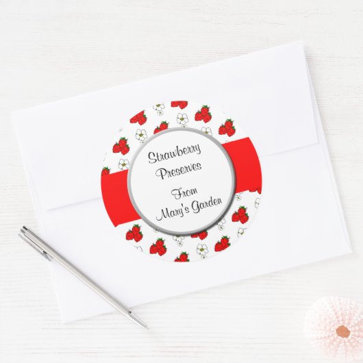 Aangepaste Aardbeien Patroonkanning Sticker (Envelop)