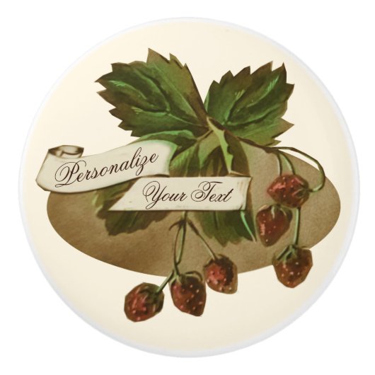 Aangepaste  aardbeien Retro Fruit Old School Keramische Knop (Voorkant)