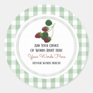 Aangepaste Aardbeientak En Gingham Ronde Sticker