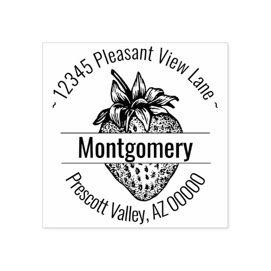 Aangepaste aardbeienwervel Ronde adresnaam Rubberstempel (Afrduk)