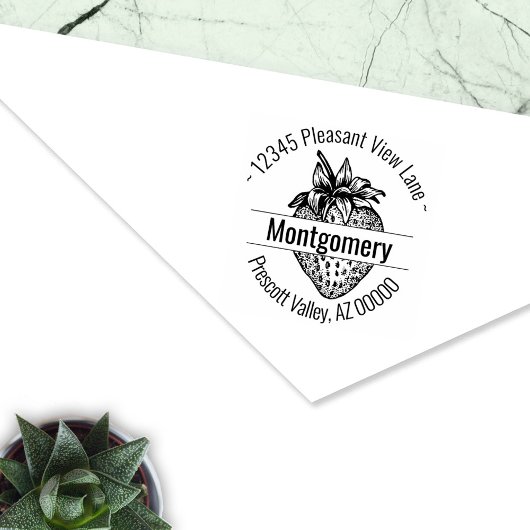 Aangepaste aardbeienwervel Ronde adresnaam Rubberstempel